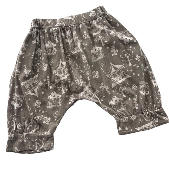 Novelty Print Doily Kitten Puppy Patched Baggy Harem Shorts 3T - Picture 5 of 6